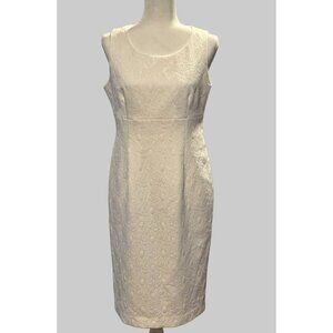 Women's White Kasper Dress Sleeveless Lined Sun Daisy Print Size 8